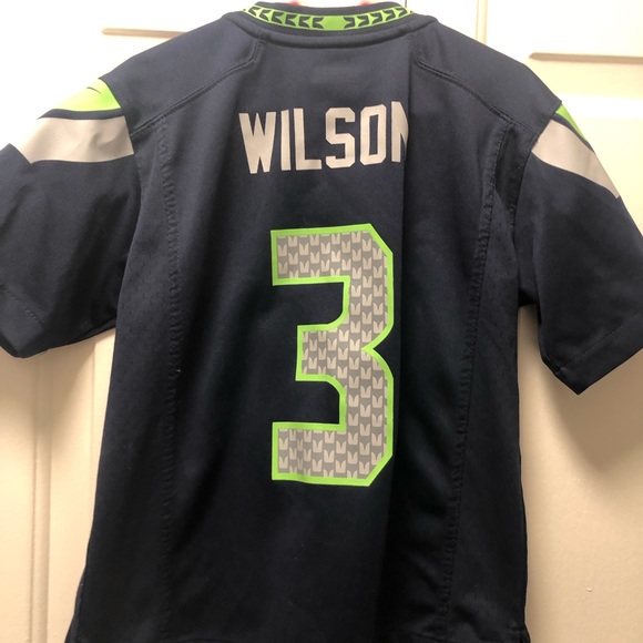 Nike On Field NFL Authentic Seattle Seahawks #3 Wilson Boy’s Blue Jersey Sz M - Picture 2 of 14